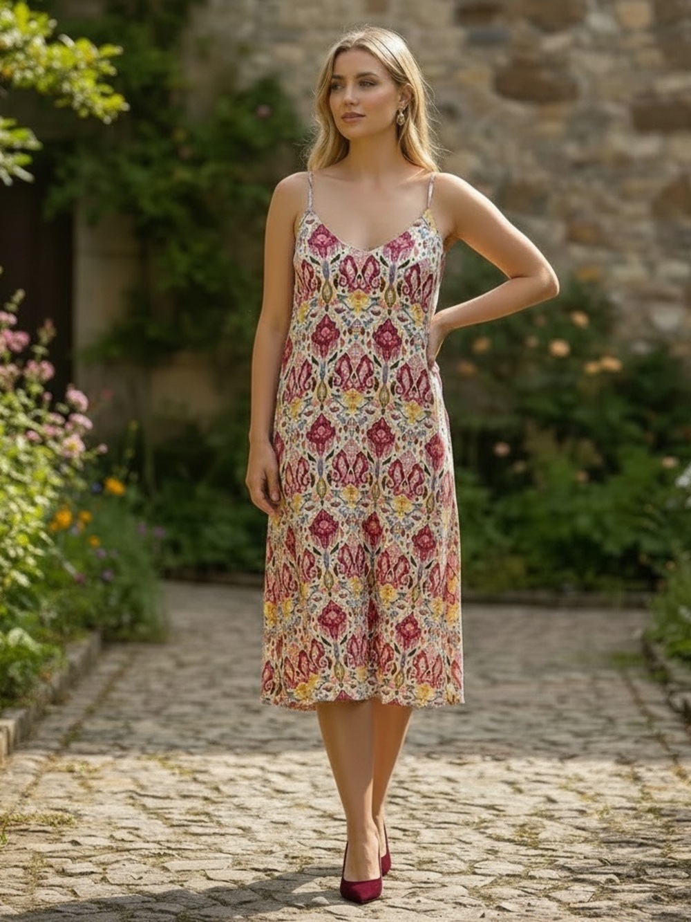 Alice + Olivia Delora Fitted Spaghetti Strap Midi Dress Size 2 EUC
